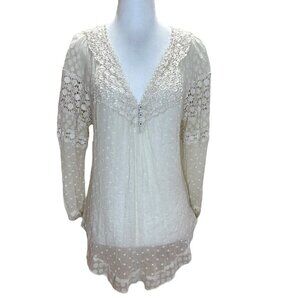 Rebecca Taylor - Vintage Lace, Sheer Peasant Blouse, Relaxed Fit - Size 2, White